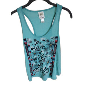 Self Esteem "Live & Love" Blue Tank Top Sz Small